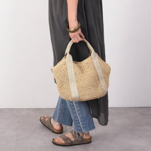 非公開: 【COOCO】メタリックテープハンドル2WAYカゴトートバッグ